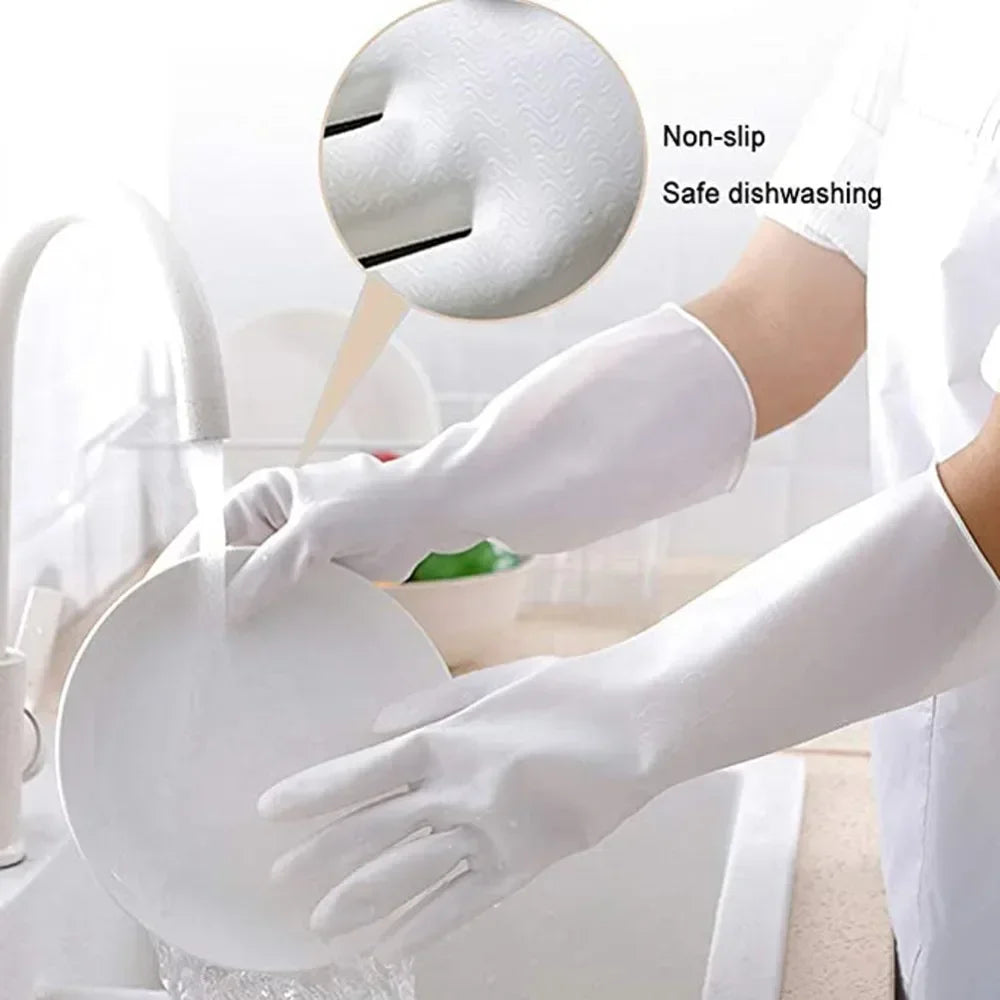 Durable Waterproof Housework Latex Cleaning Gloves for Kitchen Laundry Dishwashing, Wear Resistant Rubber