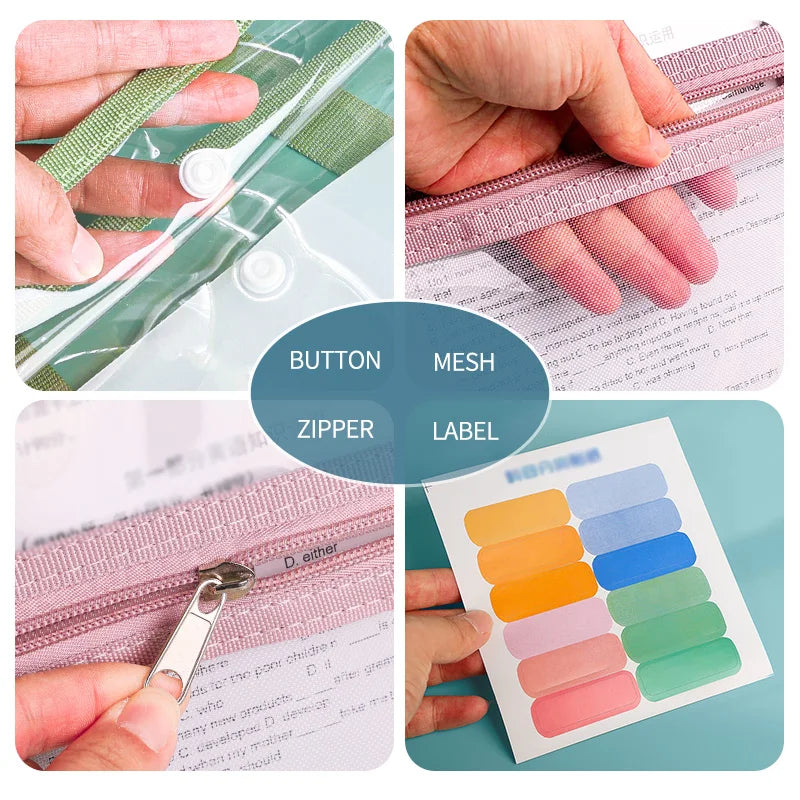 HUAJIE A4 Transparent Accordion File Folder, 13 Pockets Vertical Handheld Expanding Document Organizer for Student Subject Stora