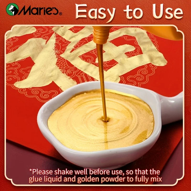 Marie's 100g Golden Sumi Ink,Liquid Golden Carbon Ink for Chinese Calligraphy,Artwork Practice,Painting,Perfect Gift for Adults