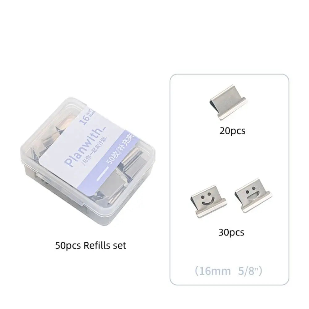 Smile Design Push Paper Clip New Plastics Mini Binder File Stapler Reusable Pusher Set School