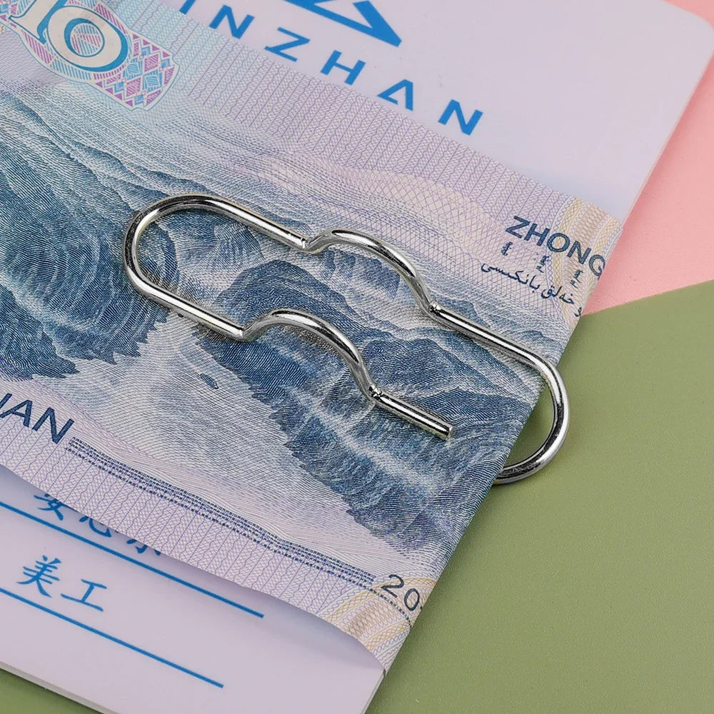 Anti Lost Paper Clip Metal Pen Holder Clips Portable Bookmarks Photo Memo Ticket Fixed Paperclips Office School Stationery