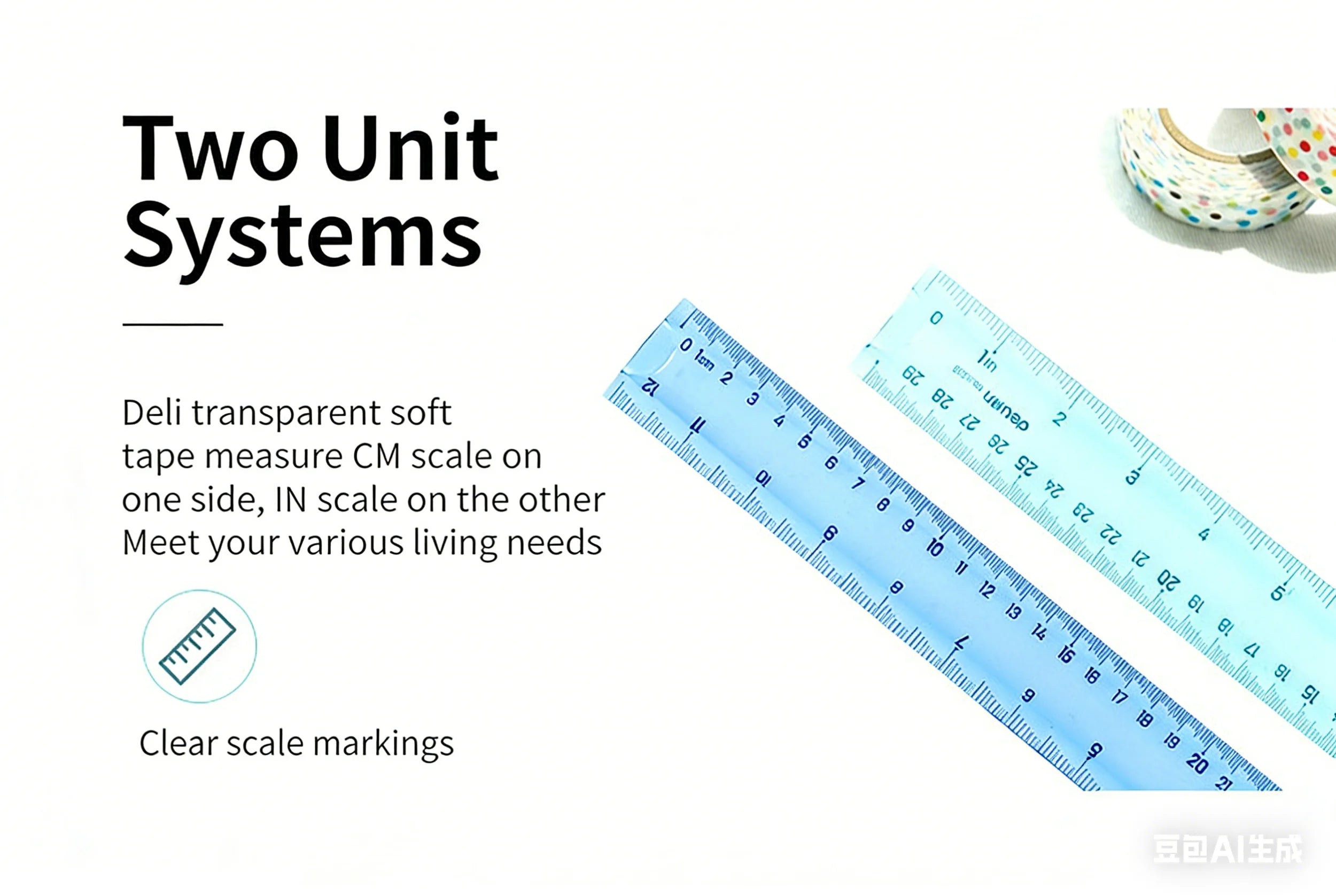 Deli 6209 Flexible Ruler, Bendable 30cm Plastic Straight Ruler, High Toughness Student Office Measuring Tool
