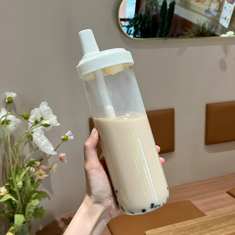 500/800ML Large-capacity Straw Cup, Food-grade Transparent PP Material,Portable Ins Style Water Cup, Juice Milk Tea Cup
