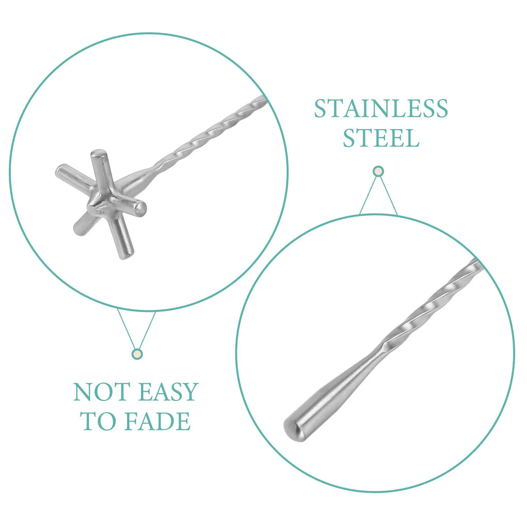 Stainless Steel Cocktail Stirrer Metal Swizzle Stick Reusable Beverage Stirring Tool Party Drink Mixer Xmas Holiday Coffee Hot
