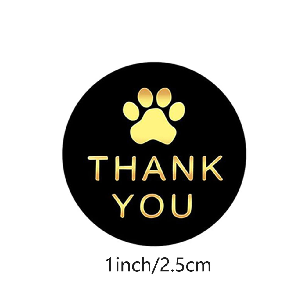 100-500Pcs Round Dog Paw Print Thank You Label Stickers Used for Shipping and Mailing Box Seal Labels Decorative Gifts Stickers