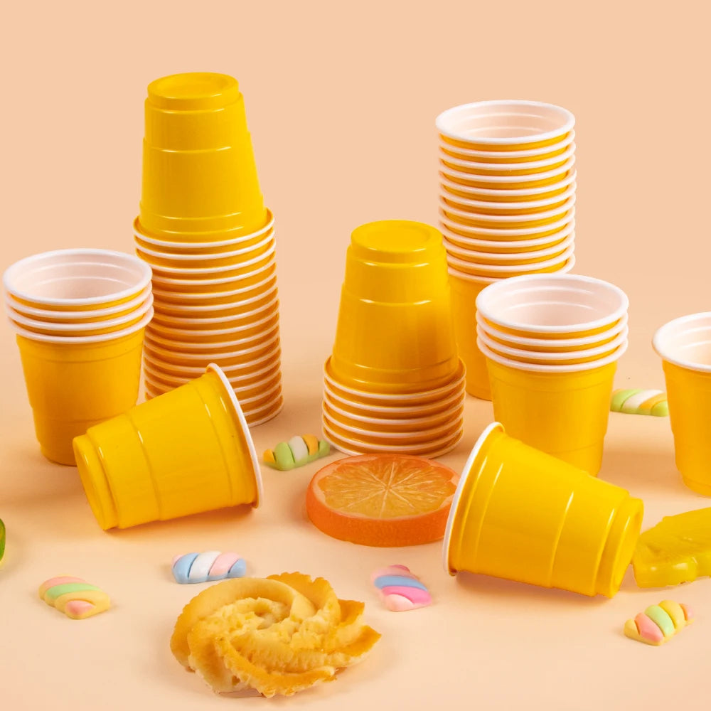 50pcs Mini Plastic Disposable Cups Drinking Cups Wine Cup for Celebration Bachelorette Party Events Wedding Birthday Supplies