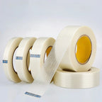 25m Striped Fiber Tape Transparent Single Side Adhesive Fiberglass Tape Insulation Wrap for Lithium Battery Pack Packaging Fixed