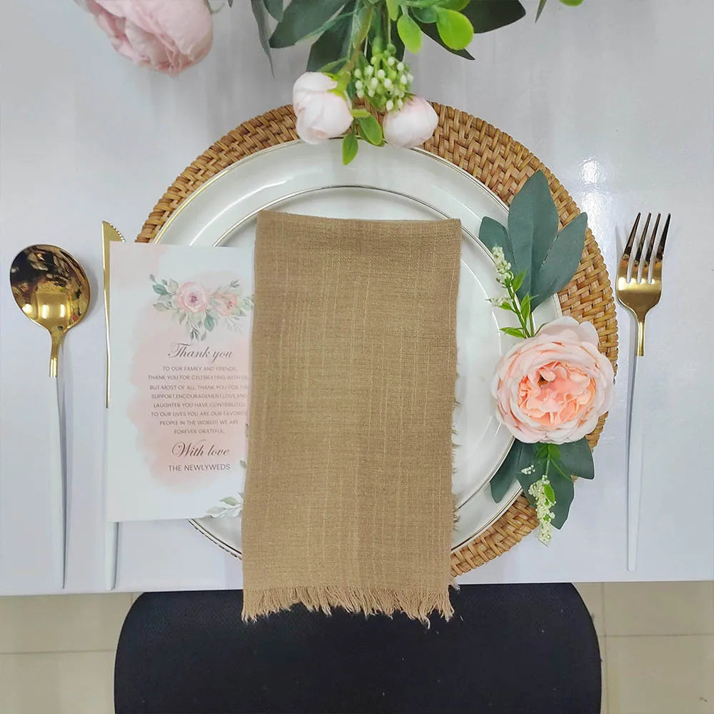 6PCS 43x43cm Dinner Table Rustic Decor Muslin Tea Towels, Birthday Decore Retro Cotton Cheesecloth, Cotton Gauze Wedding Napkins