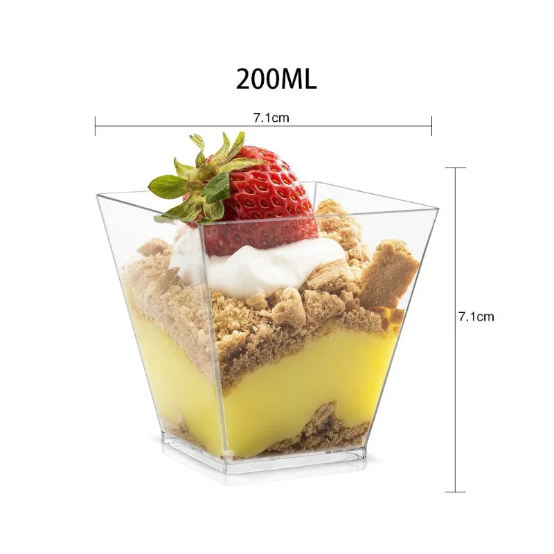 Disposable Plastic Mousse Cup Mini Ladder Shaped Pudding Dessert Cup for Hotel Party and Sweet Shop Disposable Plastic Cups