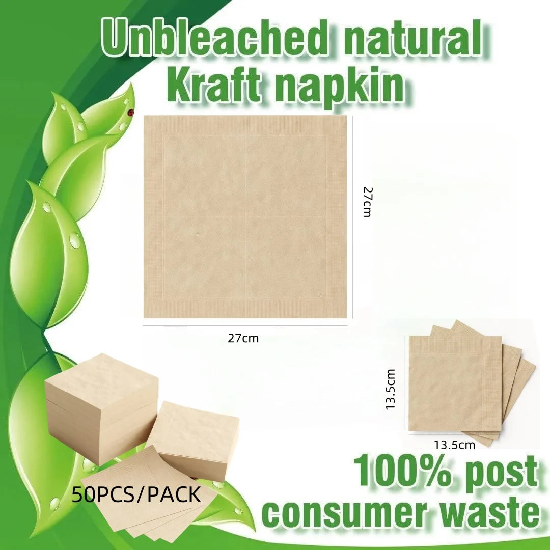 100% Compostable and Eco-friendly Paper Dinner Napkins Perfect for Everyday Dinning,Beverages or Cocktail Disposable