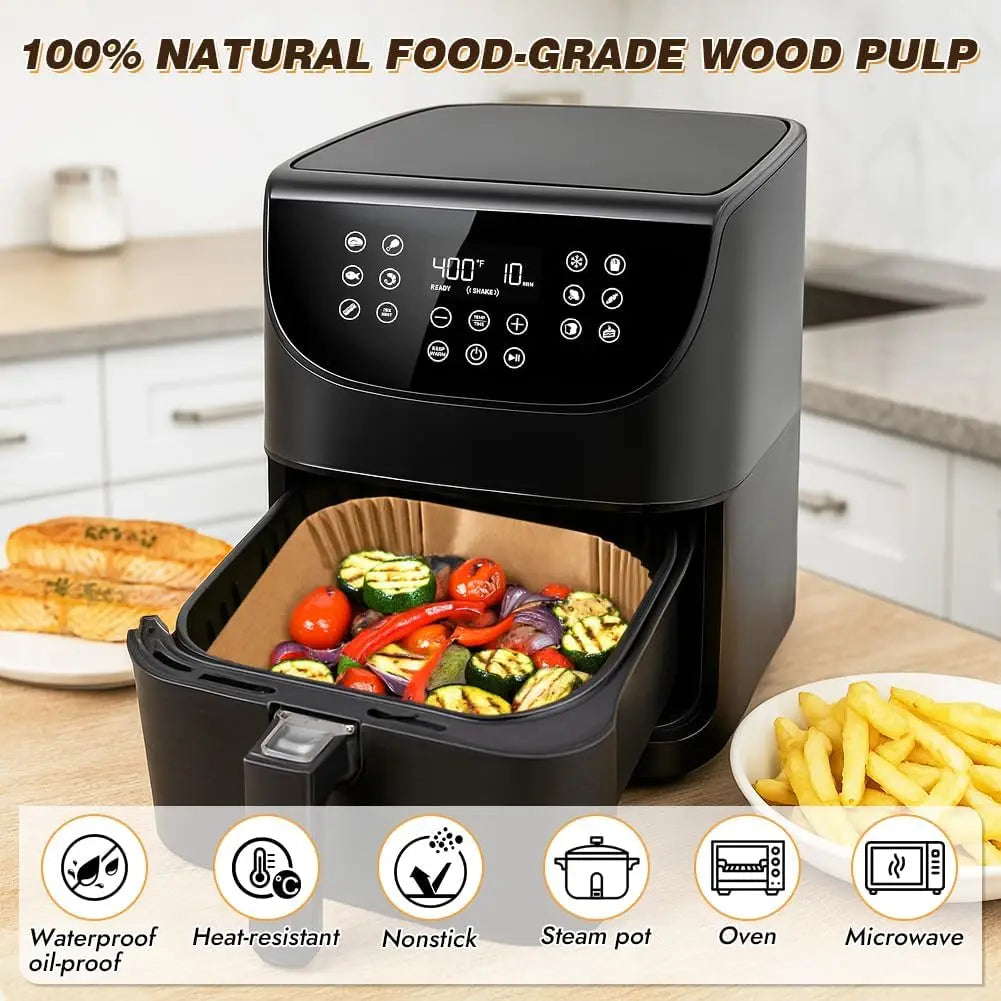 Large Air Fryer Disposable Paper Liners Nonstick 23cm Oven Airfryer Parchment Baking Paper for Ninja COSORI Grill Cooking Basket