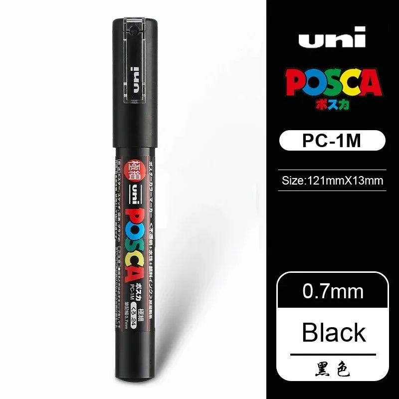 1pcs Japan UNI POSCA Markers PC-1M/3M/5M Acrylic Graffiti Pen Waterproof DIY Stackable Color Art Painting School Supplies
