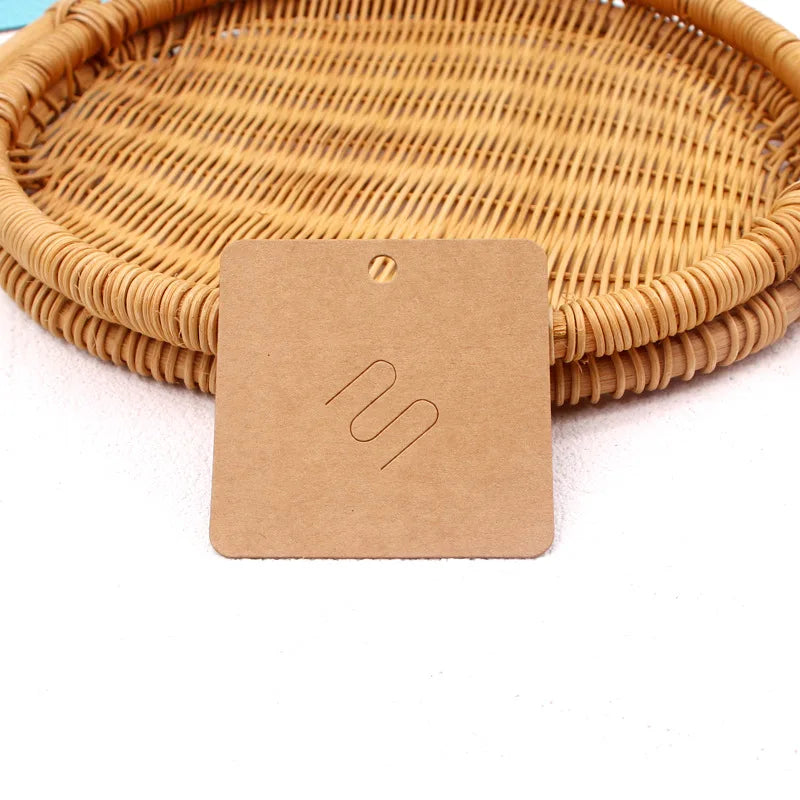50pcs/lot Brooches Display Cards Blank Kraft Paper Tag for Jewelry Packaging Cards Small Business Sale Hang Price Tag Card 7*7cm
