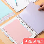 Notebook 4-color Plastic Pp Classification Page B5 Workbook Partition Page A5 Loose-leaf Coil Book Index Tab