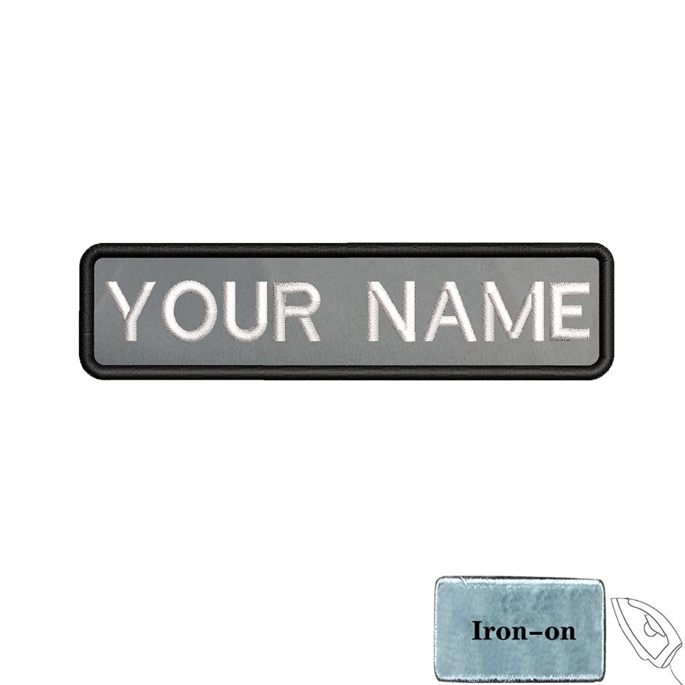 1PC 10cmX2.5cm Custom Personalized Name number Patch Stripes Badge tags chevrons Armband Iron On Or Hook Loop embroidered