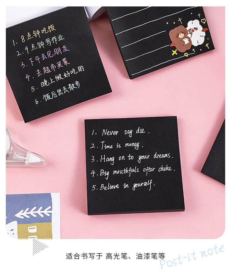 Black N Times Sticky Notes To Do List Memo Pad Notepad Cute School Office Supplies Gift Stationery