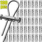 100/10pcs Steel Wire Rope Clamps Double Hole Suspension Cable Clamp Cross Screw Adjustment Telescopic Lock Fastener Copper Clips