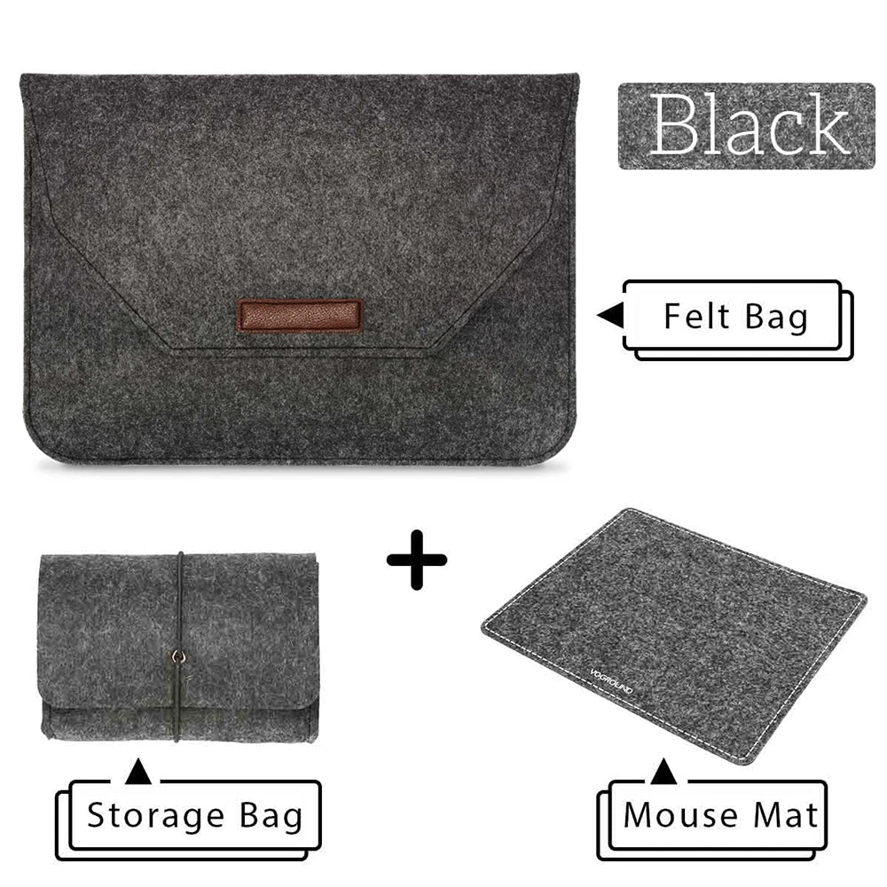 Wool Felt Laptop Bags Sleeve Cover 11" 13 15.6 inch For Macbook Air Pro Case For Notebook With Mousepad Or Power Mini-Pack Gift