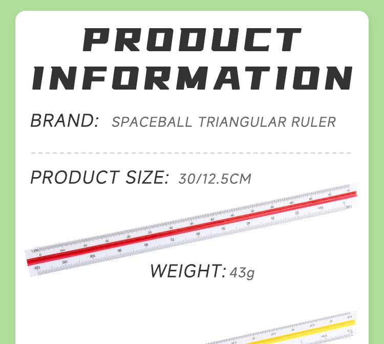 Space Ball Multi-functional Triangular Ruler Student Stationery 12.5/30cm Drafting Tool Scale Ruler Architect Technical Ruler