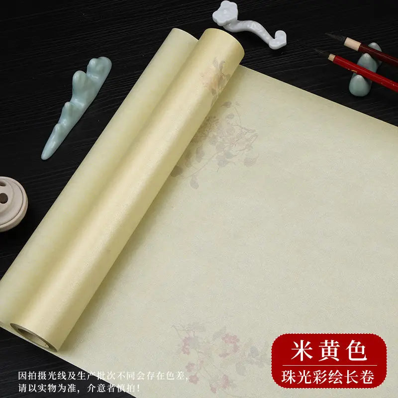 Sumi Art Wax Dye Pearlescent Ink Colorful Half Ripe Rice Paper Xuan Paper Scroll Multicolor Brush Calligraphy Creation Work Roll