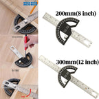 8/12Inch 180° Protractor Aluminum Alloy / Plastic Angle Finder Angle Ruler Woodworking Tools Measuring Ruler Meter Goniometer
