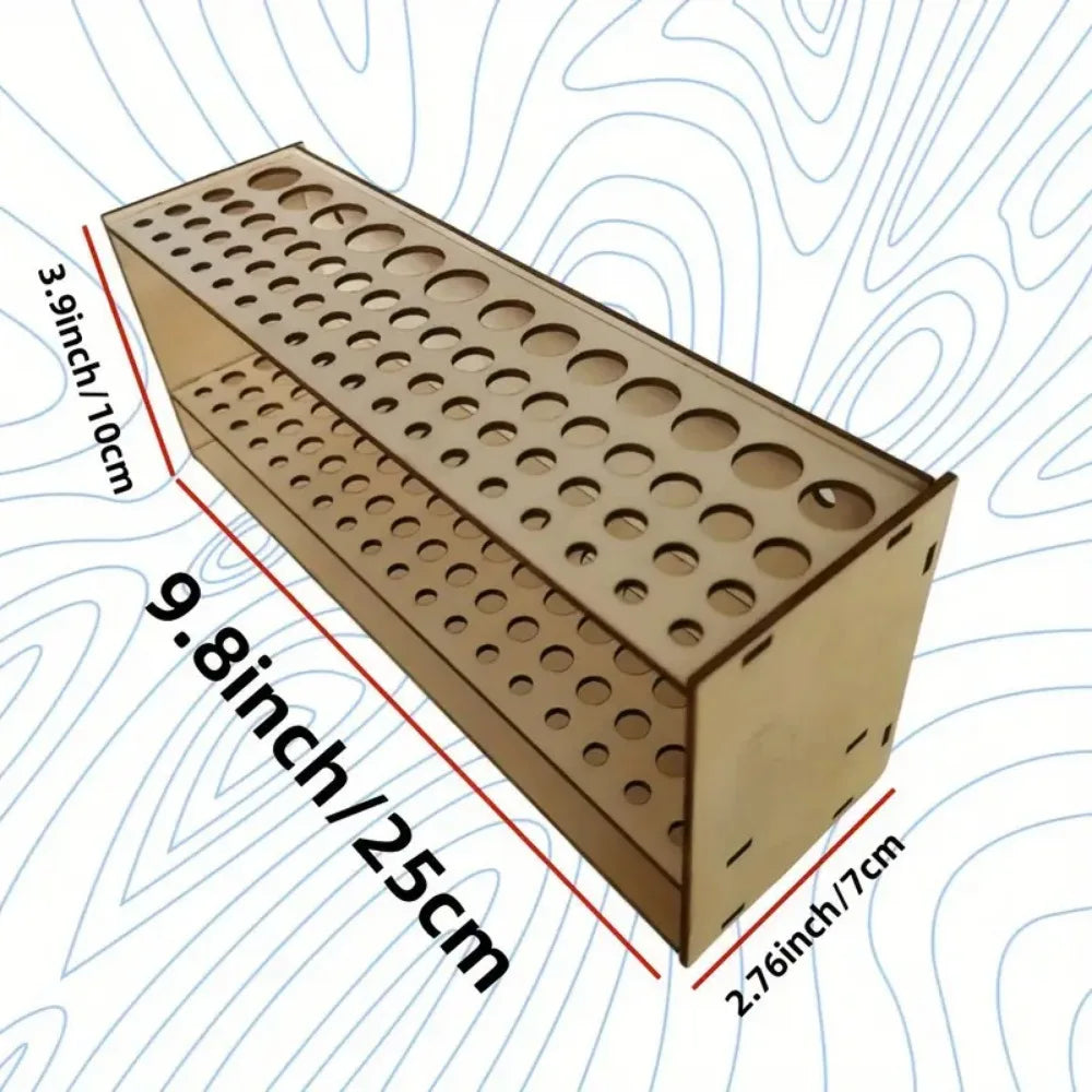 67-Slot Wooden Brush Holder Premium Double-layer Durable Artist Desk Organizer Pencil Paint Brushes Storage Art Craft