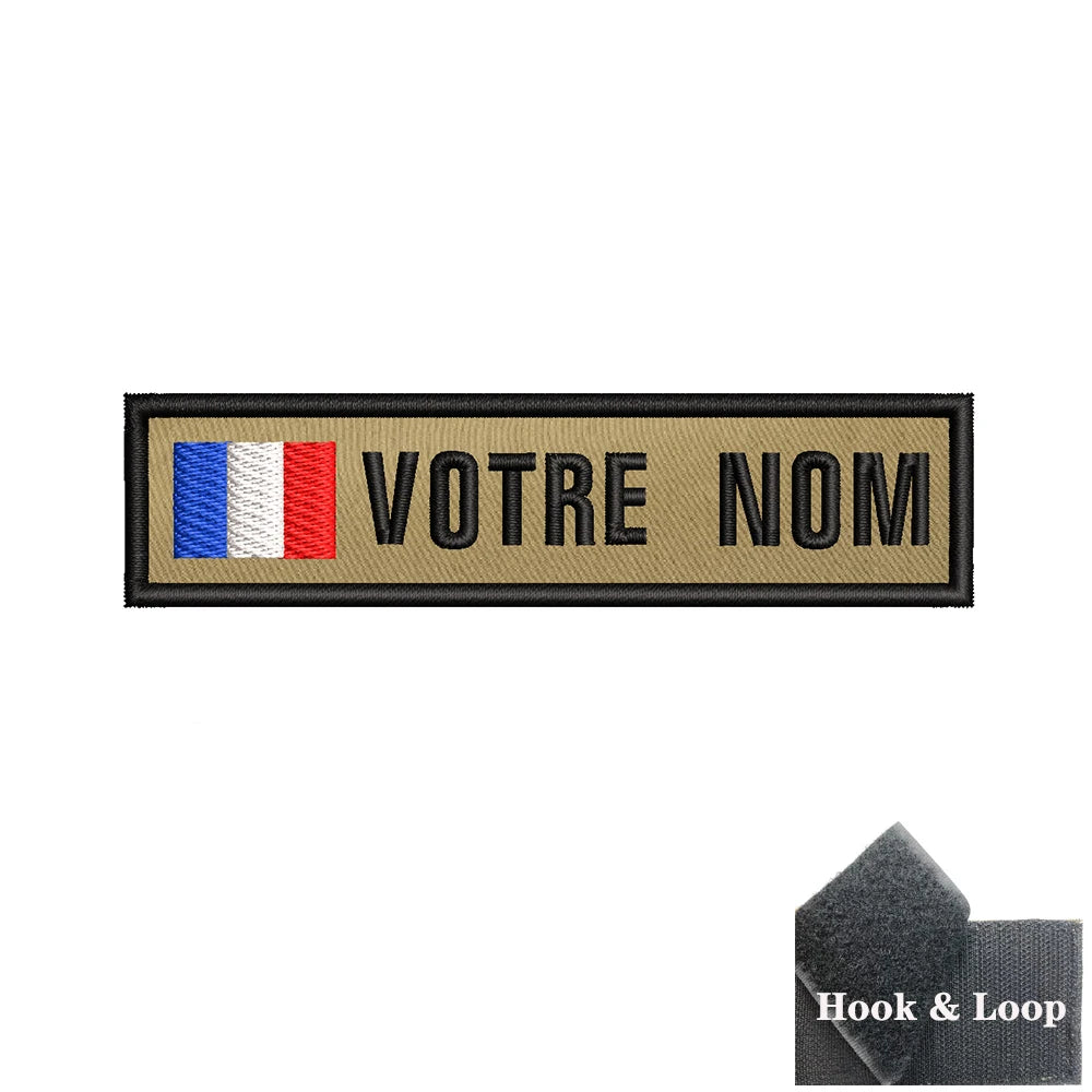 1PC 10cmX2.5cm Custom Name Flag Patch Badge Khaki Iron On Or Hook Loop Netherlands Russia Lithuania France Italy Spain Israel