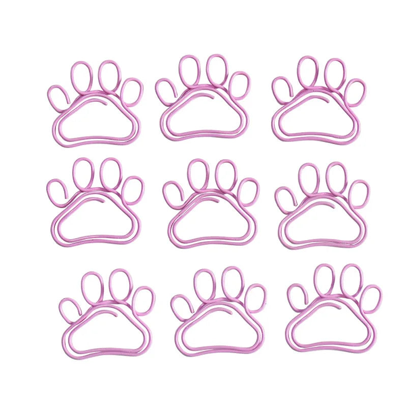 20pcs Cute Cat Claw Paper Clips Creative Pink Black Metal Paperclip Cartoon Bookmark Binder Office Stationery Binding Supplies