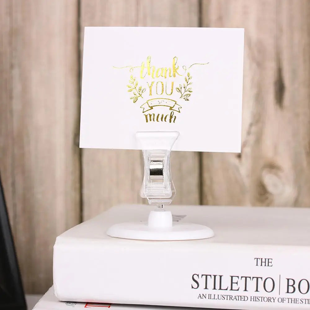 Transparent Clip Plastic Double Clip Adjustable Sign Card Display Holder Advertising Folder Clamp Office School Binding Supplies