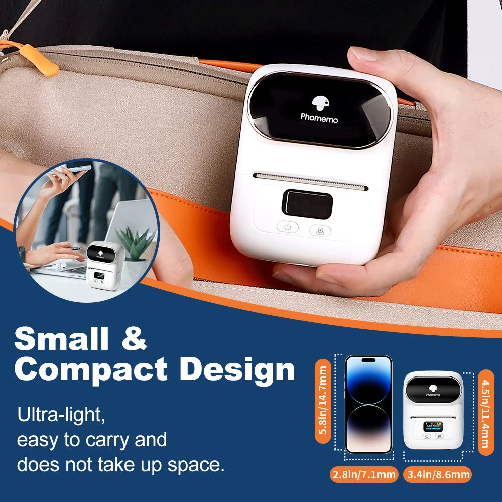 Phomemo Label Printer M110 Label Maker Barcode Label Printer for Address, Barcode, Clothing, Photo,Logo,Jewelry,Retail,Business