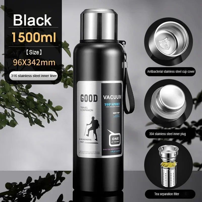 Large Capacity Cold Thermal Thermos Tumbler Stainless Steel Insulated Tea Coffee Water Bottle Insulation Flask Pot Travel Mug