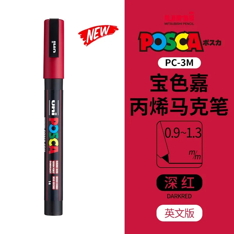 uni POSCA POP Water-Based Marker,Assorted Colors PC-1M/3M/5M 0.7~2.5mm Tips Professional Acrylic Paint Pen for Artists&Designers