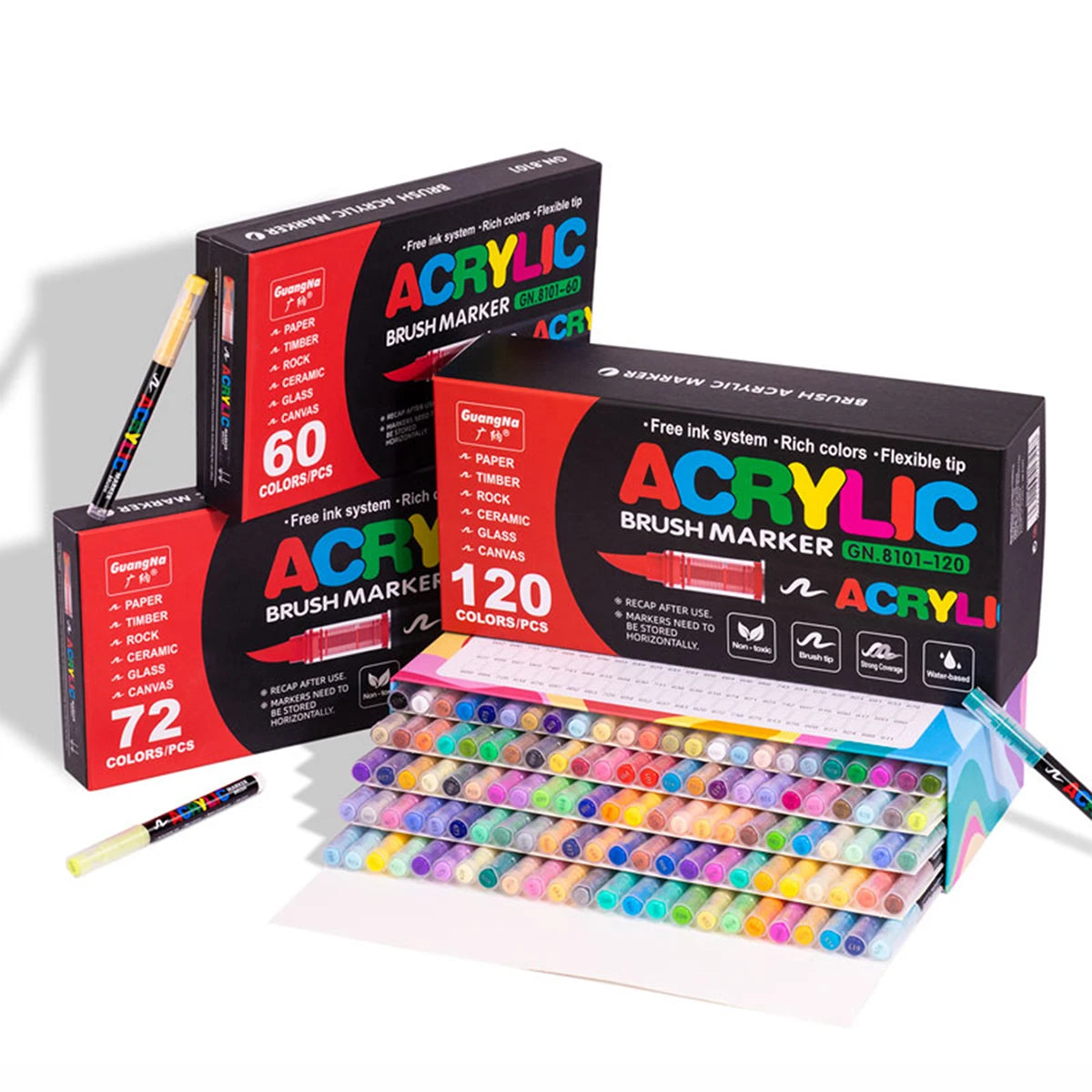 168/120/72/60/48/36/24/12pcs Dual Tips Artist Markers Set Acrylic Marker Set Ideal For School, Office Decor, And Artistic Gifts