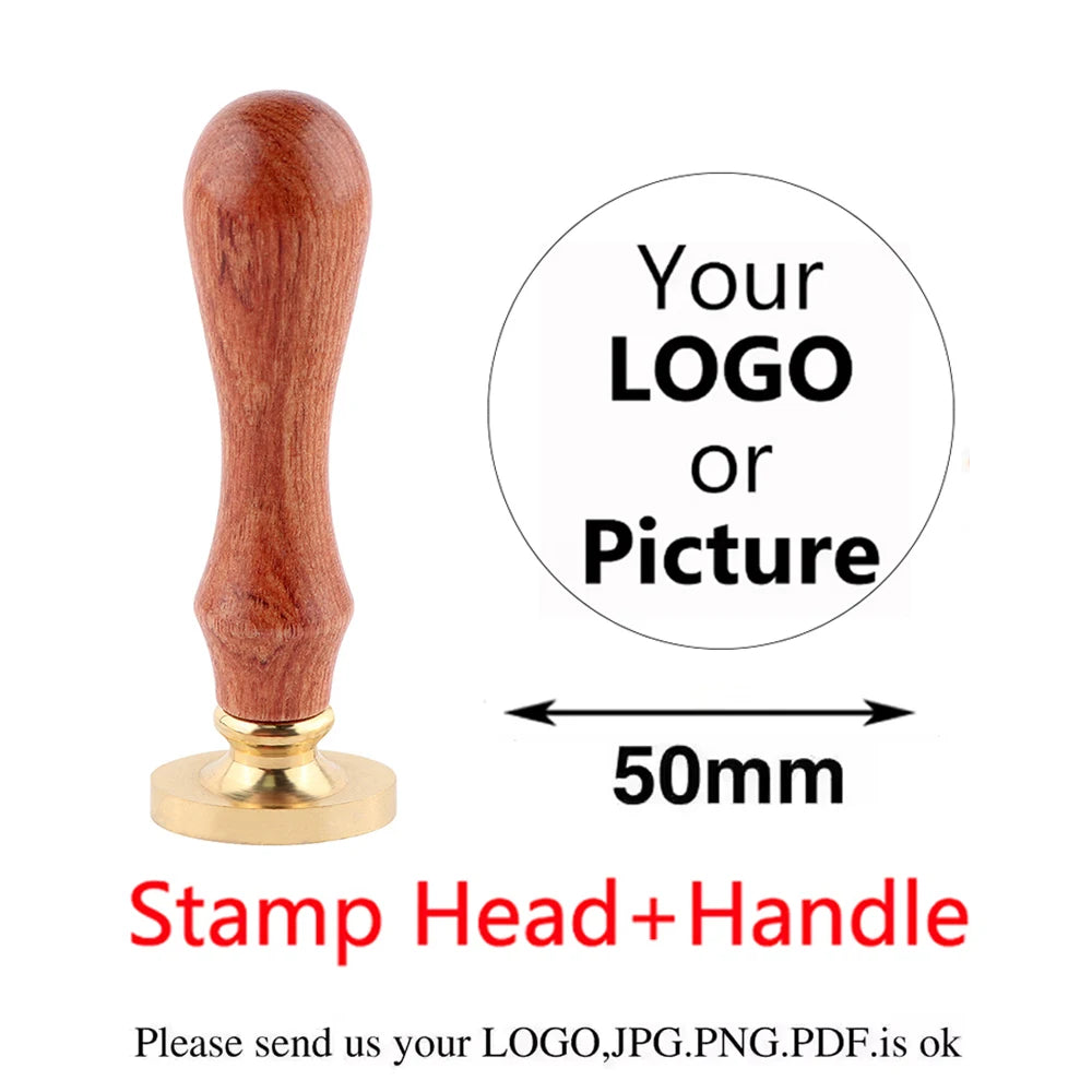 Custom Brass Wax Seal Stamp Personalized LOGO 25/30/40/50mm Round/Square Wax Sealing Head For Wedding Invitation Card Decor Seal