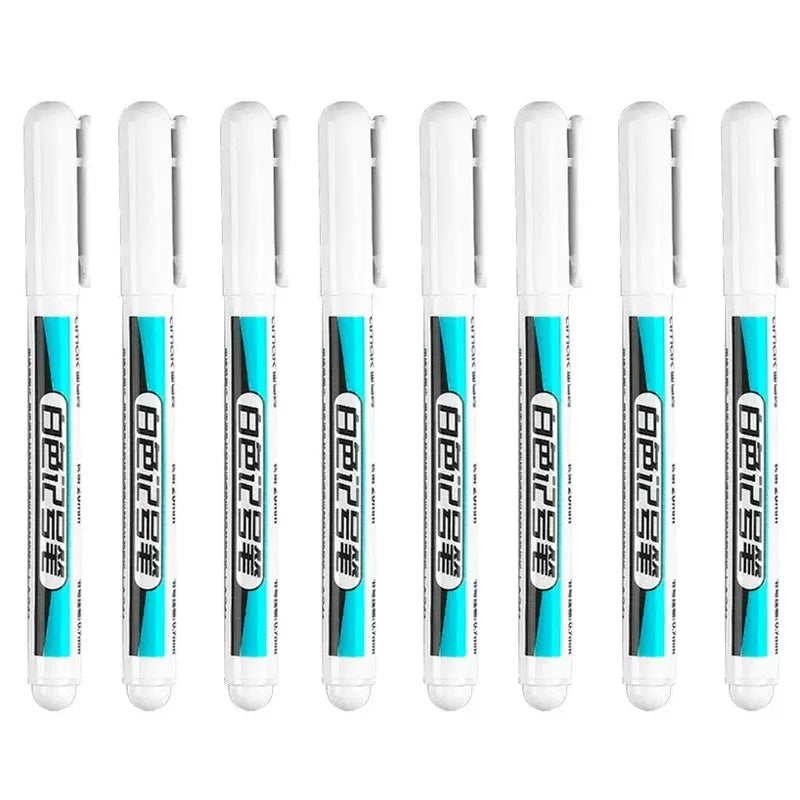 0.7/1.0/1.5/3.0mm White Marker Pens Oily Waterproof Permanent Paint Markers For Wood Plastic Leather Glass Stone Metal Supplies