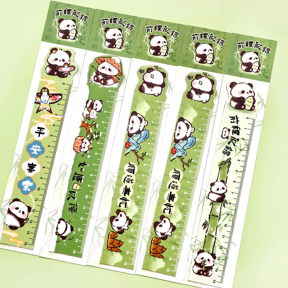 Cute Panda Magnetic Bookmark Ruler Student Creative Flexible Ruler 15cm Cartoon Rabbit Bear Capybara Magnetic Straight Ruler