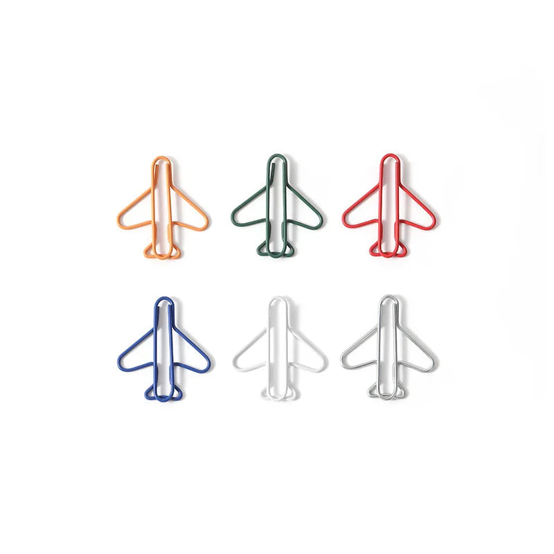 20-100pcs Metal Airplane Shape Office Paper Clips Bookmark School Office Stationery DIY Paper Clip Holder Craft Supplies