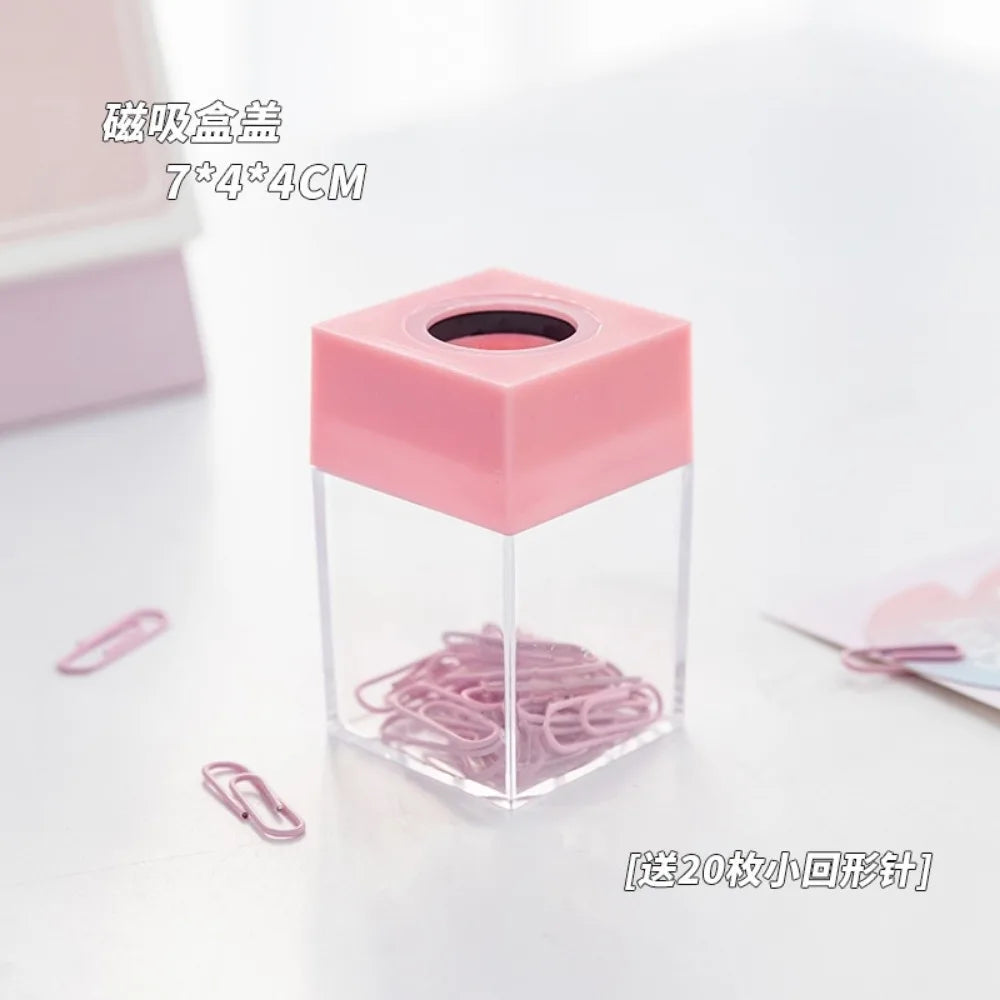 18pcs Paperclips Macaron Color Ins Paper Clip Storage Box Protable Stationery High Capacity Storage Box Office Binding Supplies
