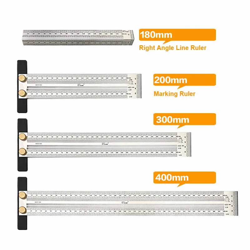 Precision Marking T-Rule, Stainless Steel T Type Hole Ruler Scribing Gauge Marking Measuring Tool Woodwork  200mm/300mm/400mm