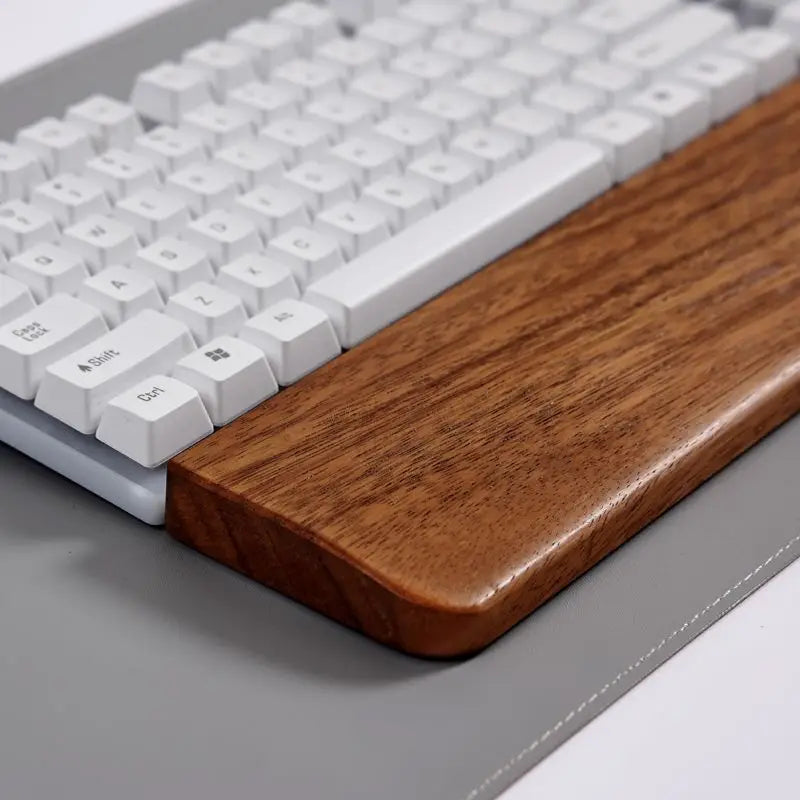 Solid Wood Keyboard Wrist Rest for 87 Key Mechanical Keyboard, Ergonomic Wooden Palm Rest with Non Slip Base