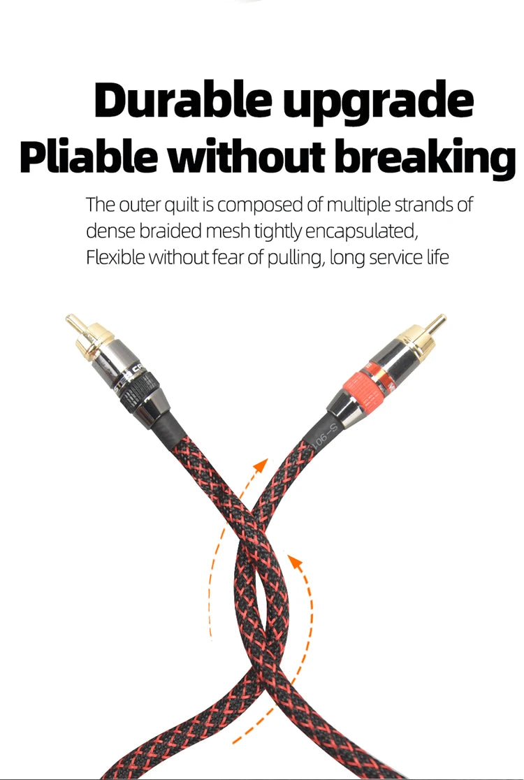 Hi-Fi Fine RCA Cable High Quality 4N OFC HIFI 2RCA-2RCA Male to Male Audio Cable Main Core Independent Shielding One Pair