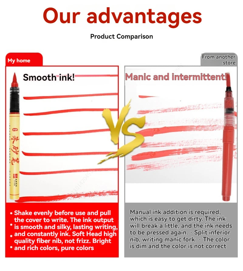 1-5pcs Writing Blessing Pen Specialist Cinnabar Brush Study Utensils Calligraphy Practice Special Learning Tools Xuan Paper Pen