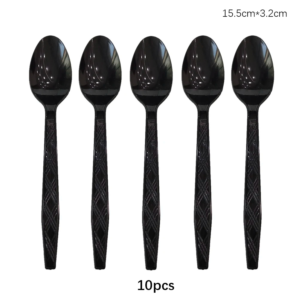 Rose Gold Disposable Knife Fork Spoon Cutlery Set Disposable Tableware Birthday Party Decorations Wedding Baby Shower Supplies