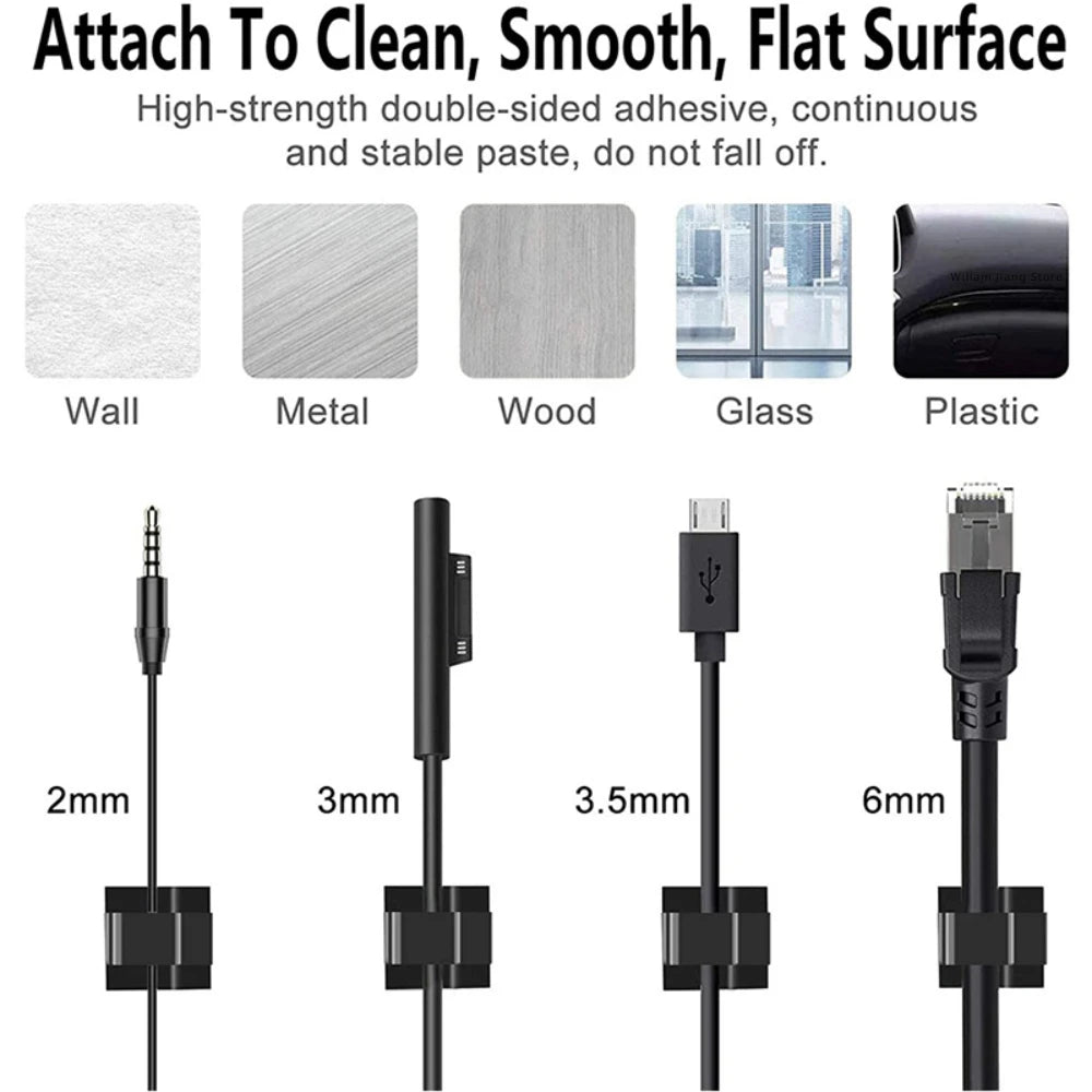 10/50PCS Cable Management Clip Guiding Line Wire Arrangement Protector Fixations Cord Holder Clearance WINDER Clips Attache Home