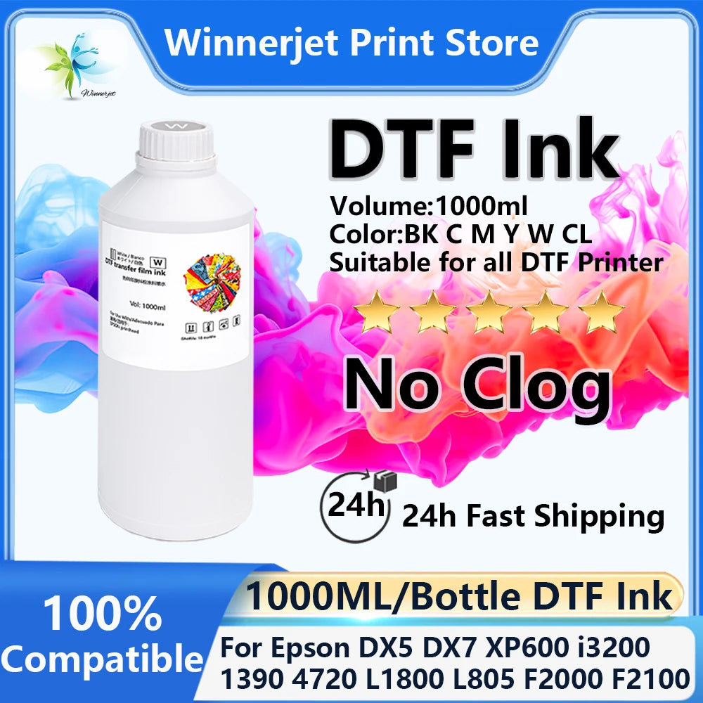 DTF Direct To Film Transfer Ink DTF Ink 1000ML/Bottle For Epson DX5 DX7 4720 XP600 Printhead L1800 1390 L805 L3200 DTF Printer
