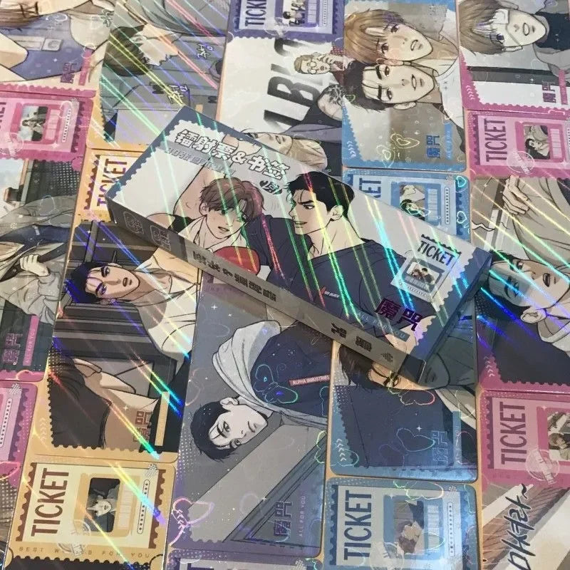 New 40Pcs/Lot Korean Manga 2D animation peripheral laser ticket bookmark character collection card postcard