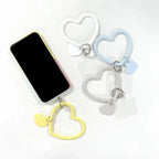 1Pc Silicone Heart Loop Cell Phone Hand XYu Wrist Strap With Key Chain Holder - Universal Mobile Straps For All Smartphones