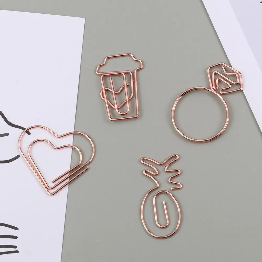 50/20pcs Love Diamond Crown Envelope Stationery Photo Tickets Office Supplies Metal Book Paper Clip Paperclips Mini Binder Clips
