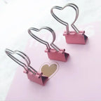 10PCS Binder Clip Heart Shape Metal Binder Clips Photos Tickets Notes Letter Paper Clip Office Study Binder Clips