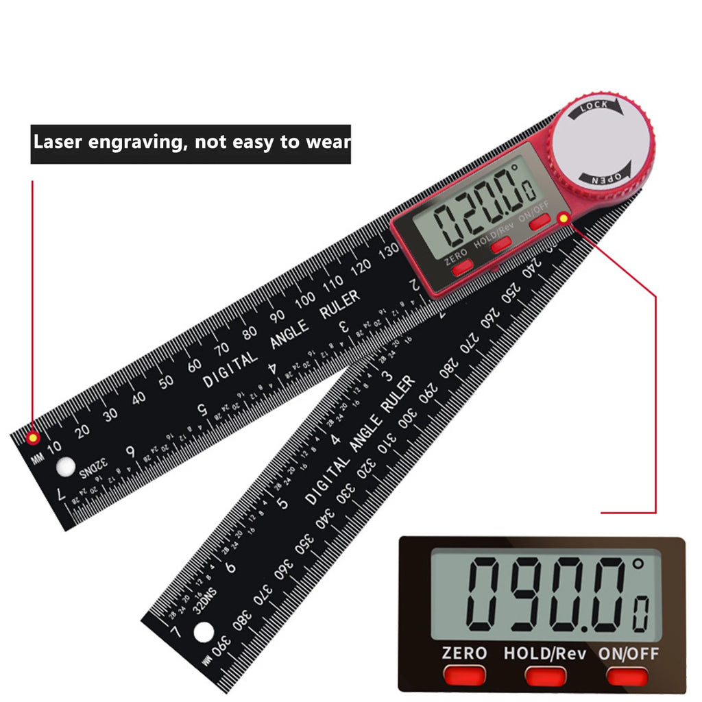 200mm Protractor Digital Angle Finder Ruler Electronic Goniometer Angle Length Measuring Ruler Drawing Woodworking Tools